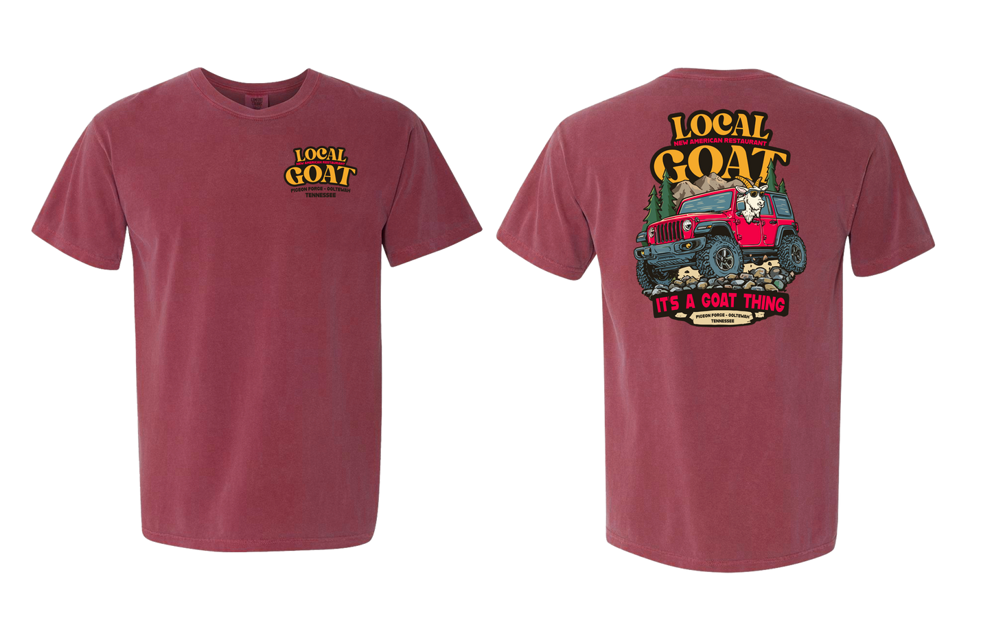 Goat in red Jeep T-shirt