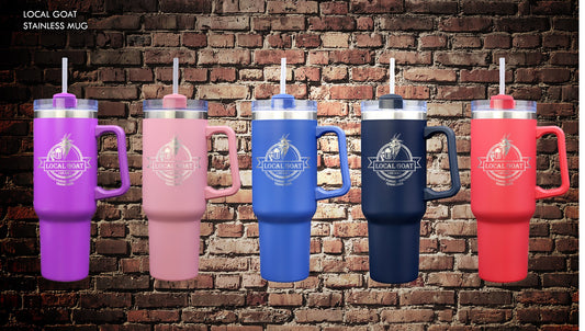 Stainless steel mug with a straw