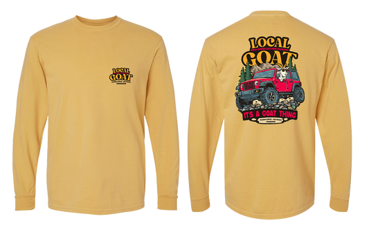 Goat in Red Jeep long sleeve tee